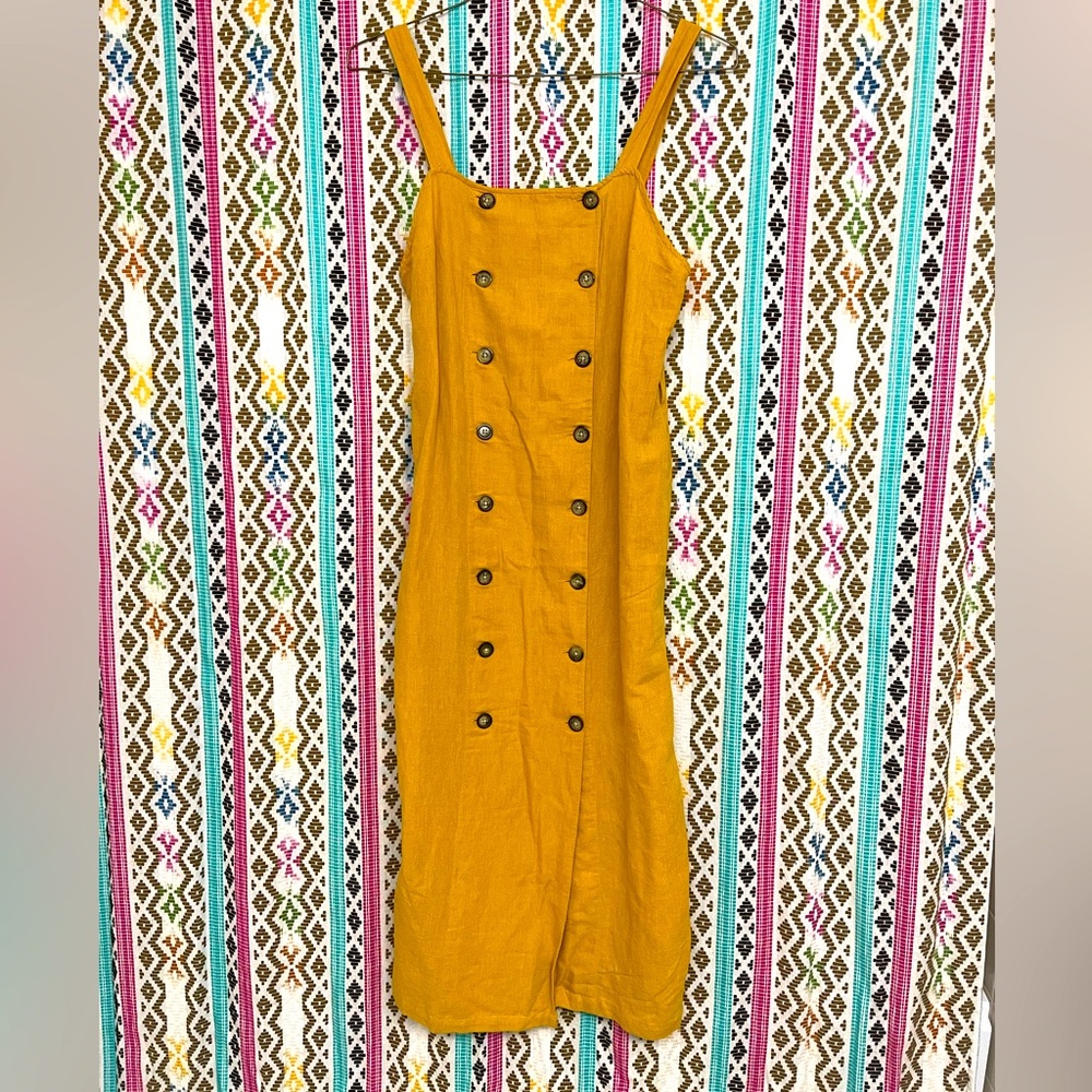 TOPSHOP Mustard Button Down Dress
